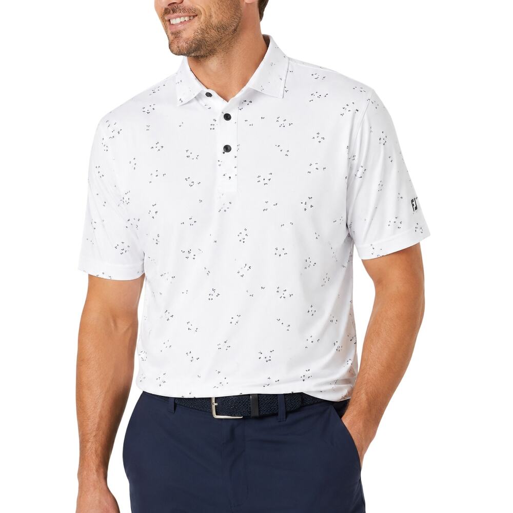 FootJoy Golf Polo Shirt Mens 2XL White Bird Print Performance Stretch Athletic